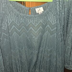 a new day Chevron Patterned Blue Midi Dress